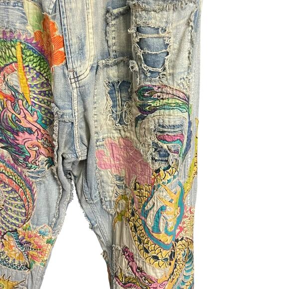 NWT Magnolia Pearl Sea Dragon Applique Miners Denims Faded Indigo Patches OS - Picture 5 of 16